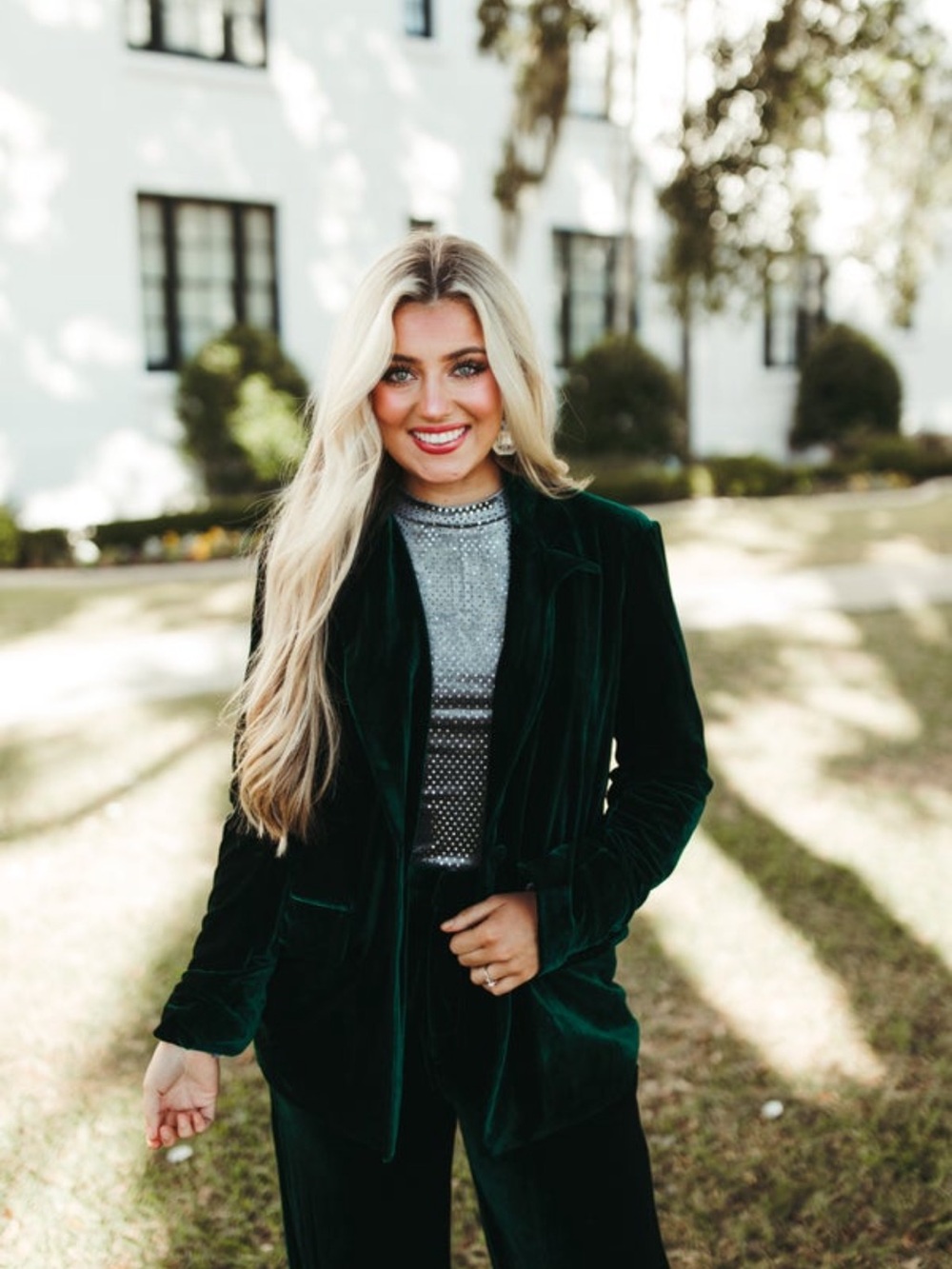 entro Deep Emerald Velvet Blazer